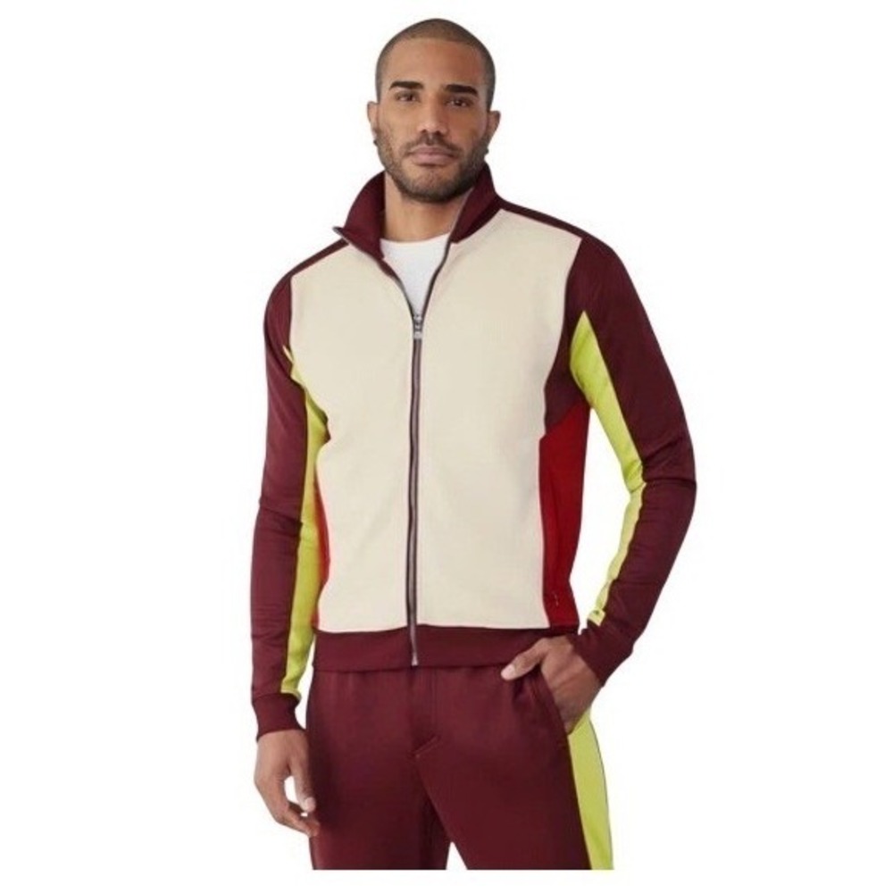 GSTQ All Tracks Athletic Jacket Port Colorblock Knit Full Zip Front L